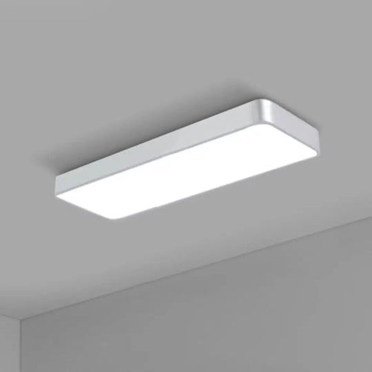 Modern Led Flush Light With Rectangular Acrylic Shade - Office Ceiling Mounted Silver / Large 35.5