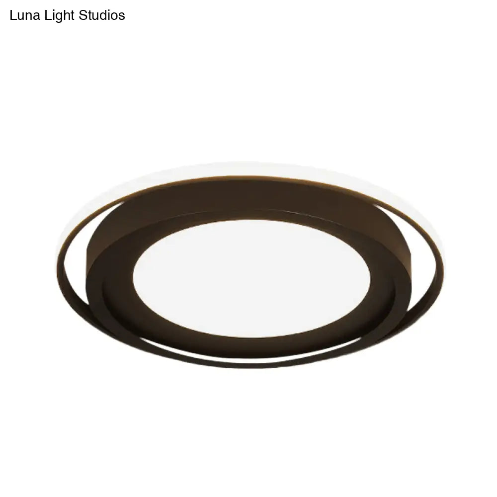 Modern Led Flush Mount Acrylic Round Lighting In White/Black For Bedroom White/Warm Light