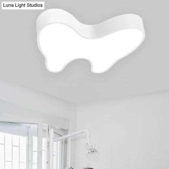 Modern Led Flush Mount Ceiling Lamp For Corridors - White Tooth Shape Design