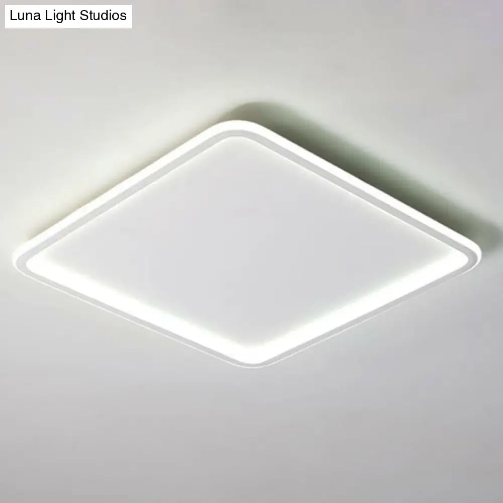 Modern Led Flush Mount Ceiling Light - Extra-Thin Aluminum Fixture In White / Square