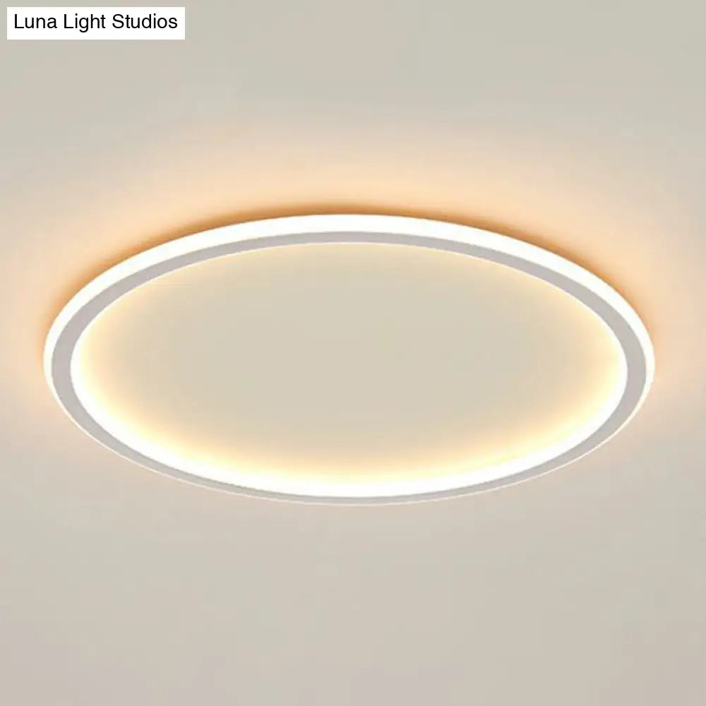 Modern Led Flush Mount Ceiling Light - Extra-Thin Aluminum Fixture In White / Warm Round