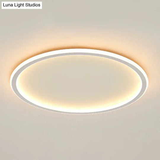 Modern Led Flush Mount Ceiling Light - Extra-Thin Aluminum Fixture In White / Warm Round