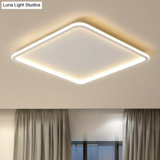 Modern Led Flush Mount Ceiling Light - Extra-Thin Aluminum Fixture In White / Warm Square