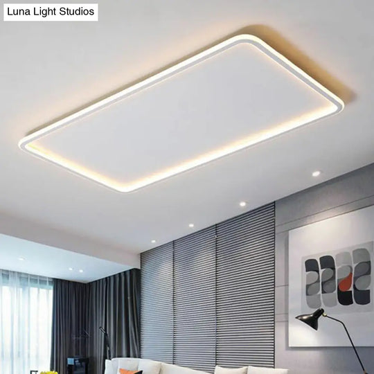 Modern Led Flush Mount Ceiling Light - Extra-Thin Aluminum Fixture In White / Warm Rectangle