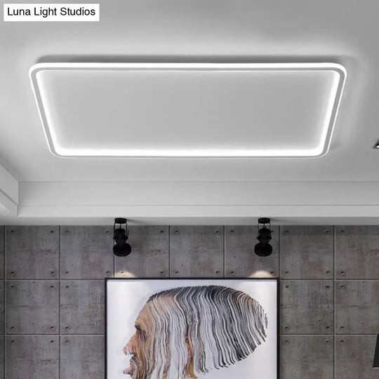 Modern Led Flush Mount Ceiling Light - Extra-Thin Aluminum Fixture In White / Rectangle