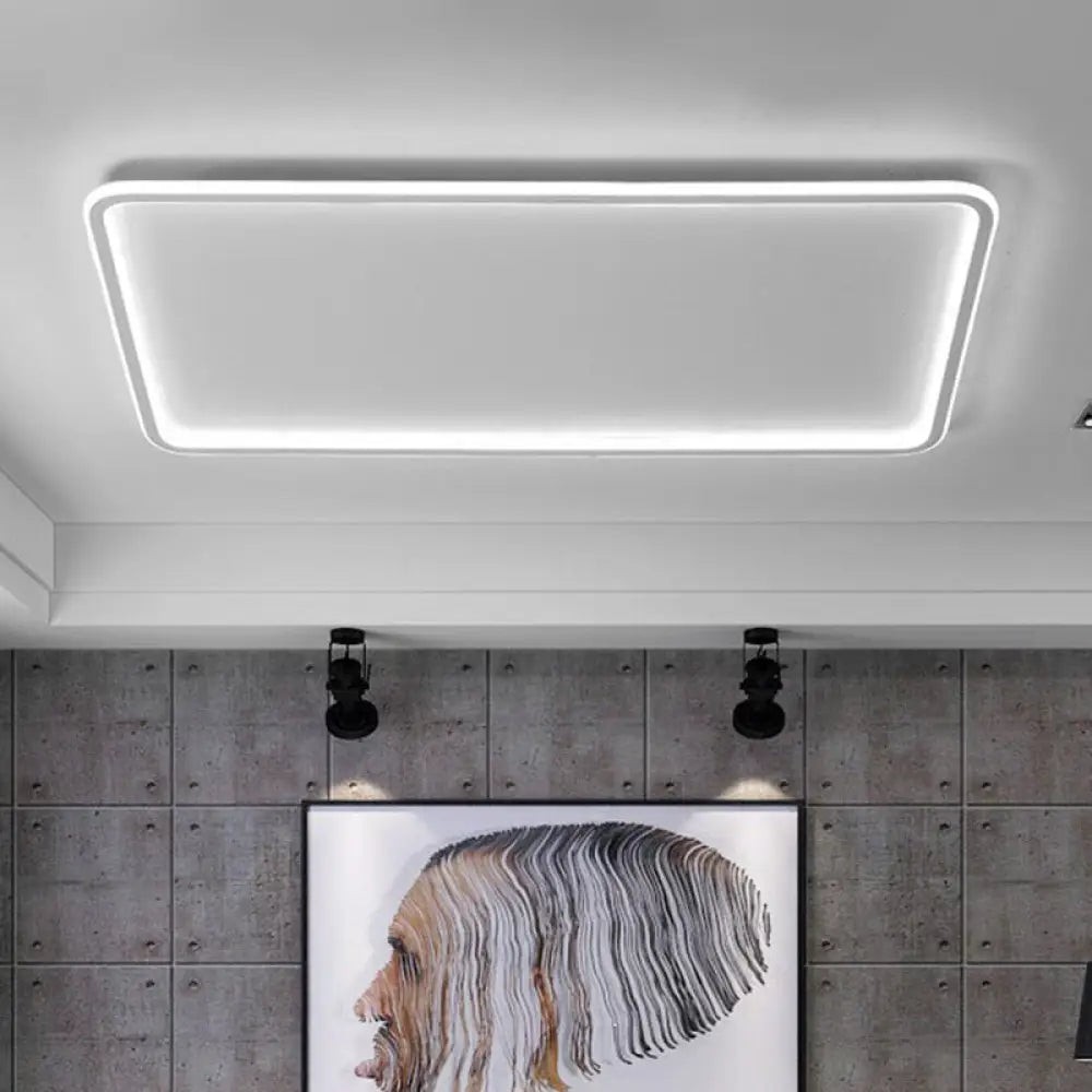 Modern Led Flush Mount Ceiling Light - Extra - Thin Aluminum Fixture In White / Rectangle