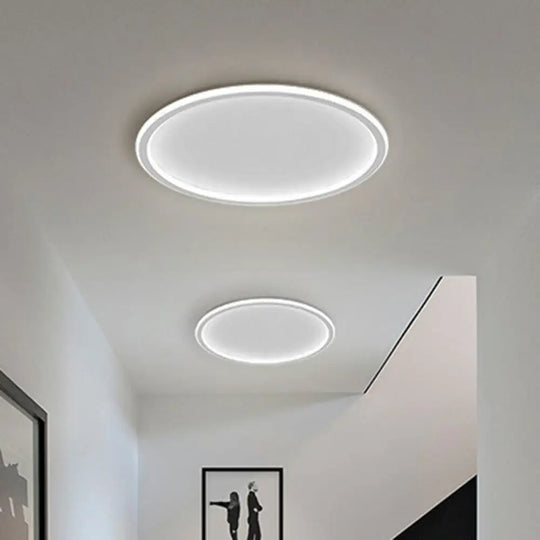 Modern Led Flush Mount Ceiling Light - Extra - Thin Aluminum Fixture In White / Round