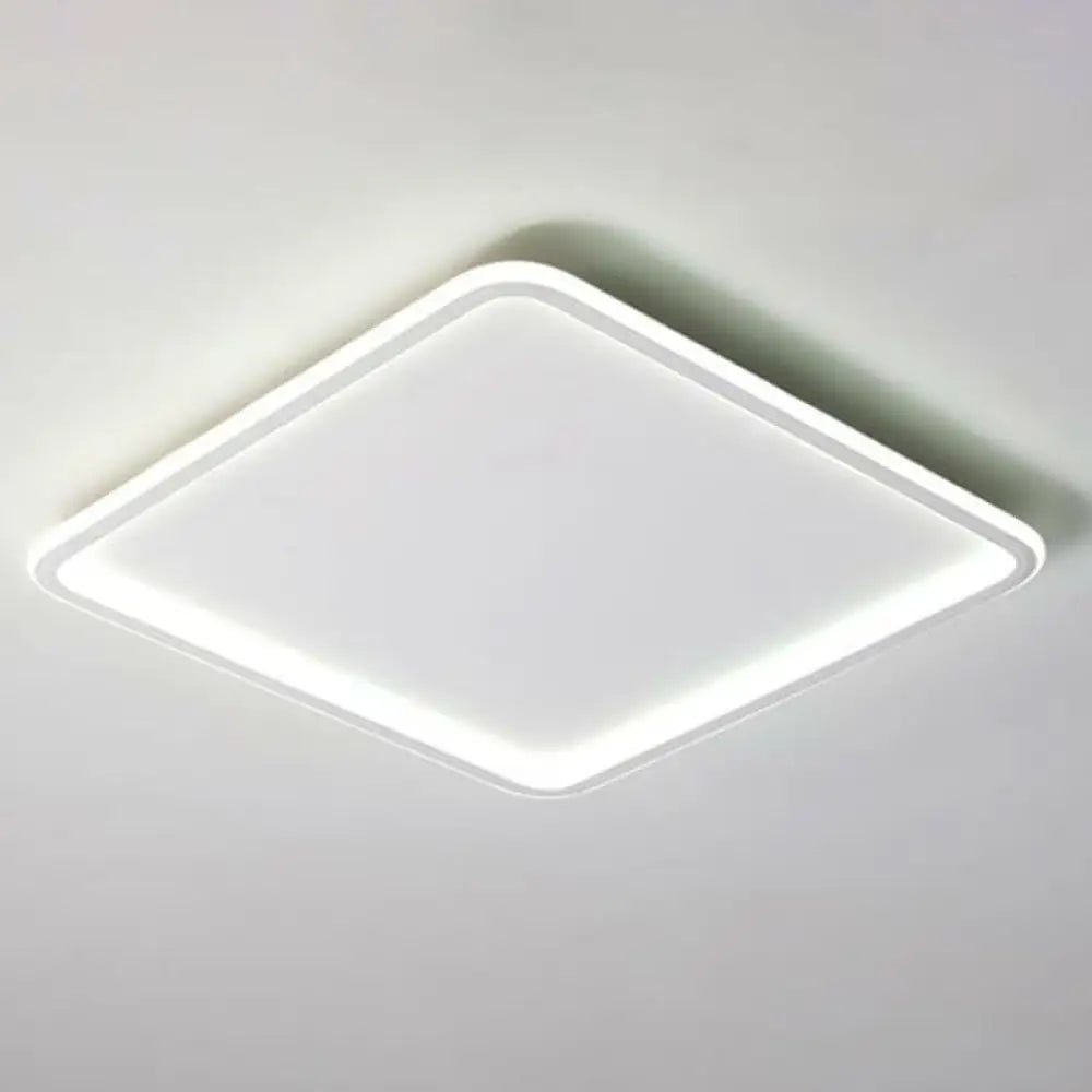 Modern Led Flush Mount Ceiling Light - Extra - Thin Aluminum Fixture In White / Square