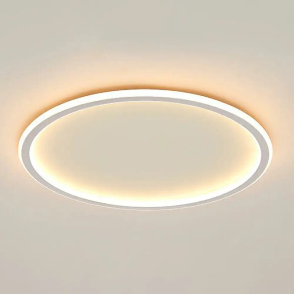 Modern Led Flush Mount Ceiling Light - Extra - Thin Aluminum Fixture In White / Warm Round