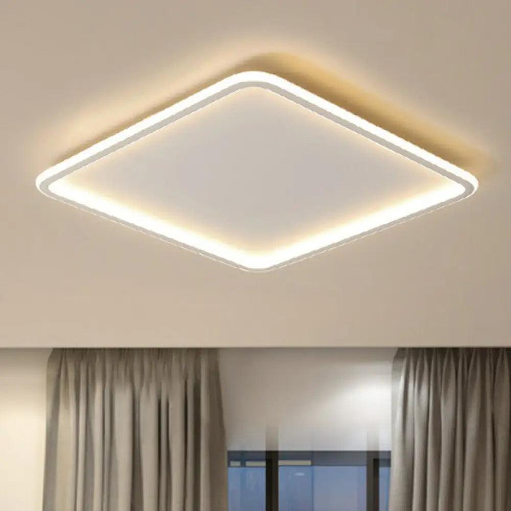 Modern Led Flush Mount Ceiling Light - Extra - Thin Aluminum Fixture In White / Warm Square