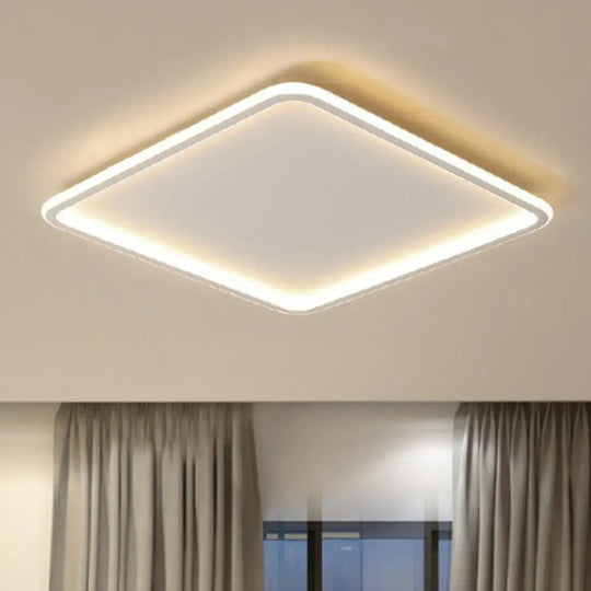 Modern Led Flush Mount Ceiling Light - Extra - Thin Aluminum Fixture In White / Warm Square