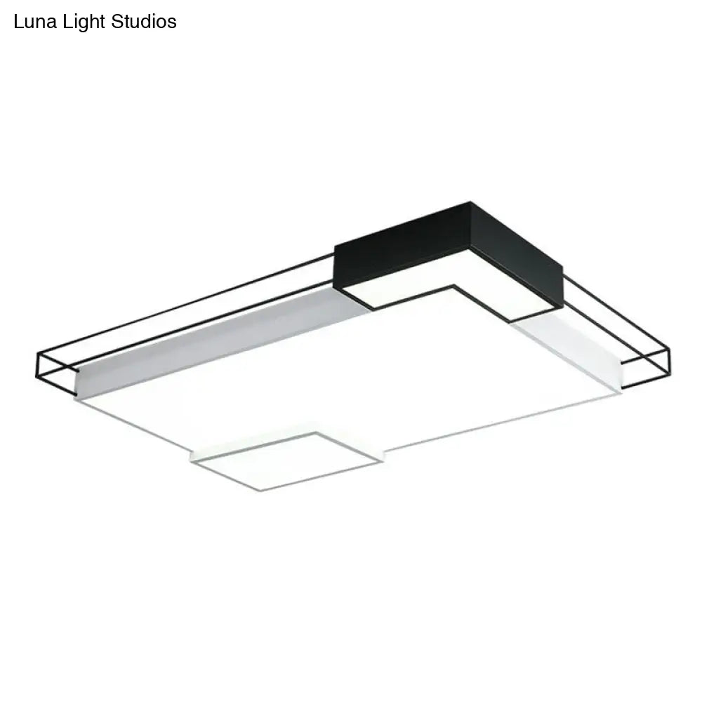 Modern Led Flush Mount Ceiling Light Fixture - Extra - Thin Acrylic Design In Black And White