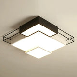 Modern Led Flush Mount Ceiling Light Fixture - Extra - Thin Acrylic Design In Black And White Black