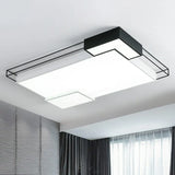 Modern Led Flush Mount Ceiling Light Fixture - Extra - Thin Acrylic Design In Black And White Black
