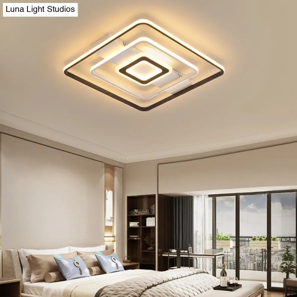 Modern Led Flush Mount Ceiling Light Fixture For Black And White Living Room - Aluminum Frame