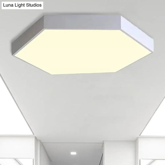 Modern Led Flush Mount Ceiling Light For Bedroom With Acrylic Hexagon Shade White / 12 Warm