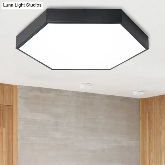 Modern Led Flush Mount Ceiling Light For Bedroom With Acrylic Hexagon Shade