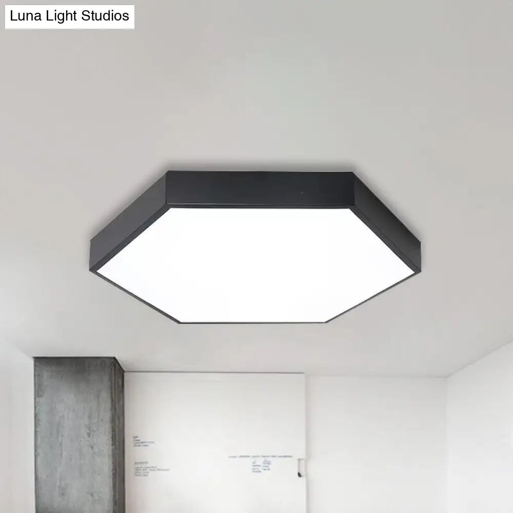 Modern Led Flush Mount Ceiling Light For Bedroom With Acrylic Hexagon Shade
