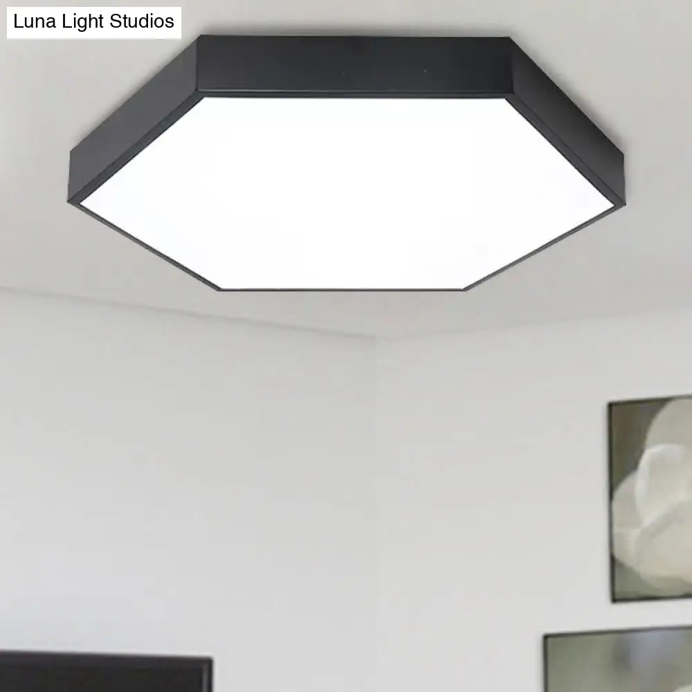 Modern Led Flush Mount Ceiling Light For Bedroom With Acrylic Hexagon Shade Black / 12 White