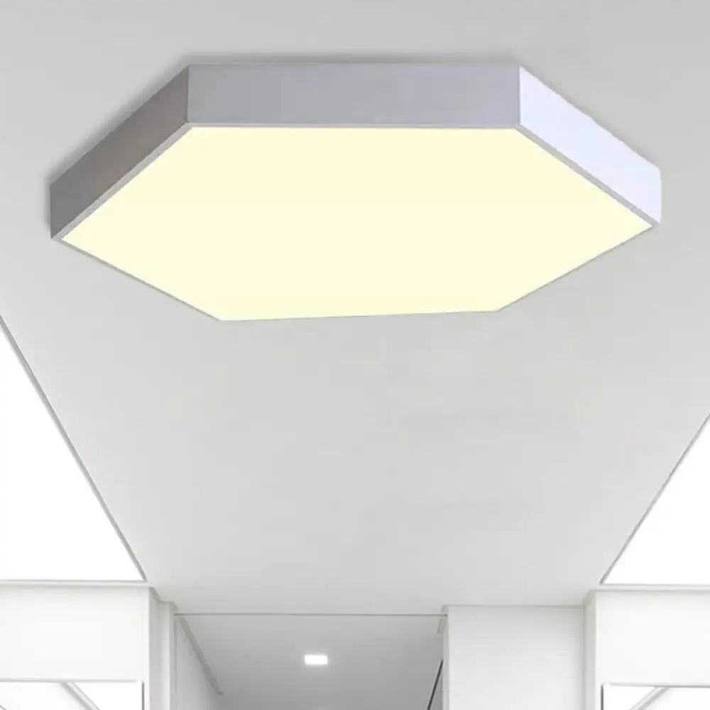 Modern Led Flush Mount Ceiling Light For Bedroom With Acrylic Hexagon Shade White / 12’ Warm