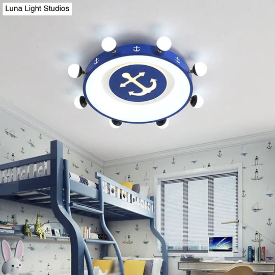 Modern Led Flush Mount Ceiling Light For Childrens Room - Circle Shape Blue / 22 White