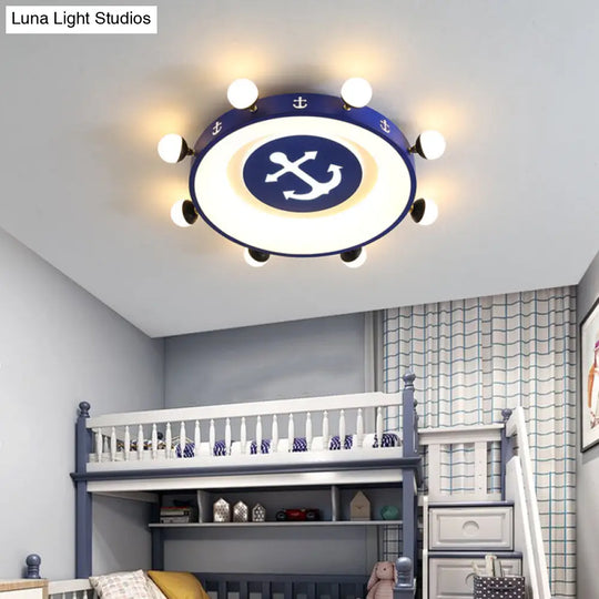 Modern Led Flush Mount Ceiling Light For Childrens Room - Circle Shape Blue / 22 Warm