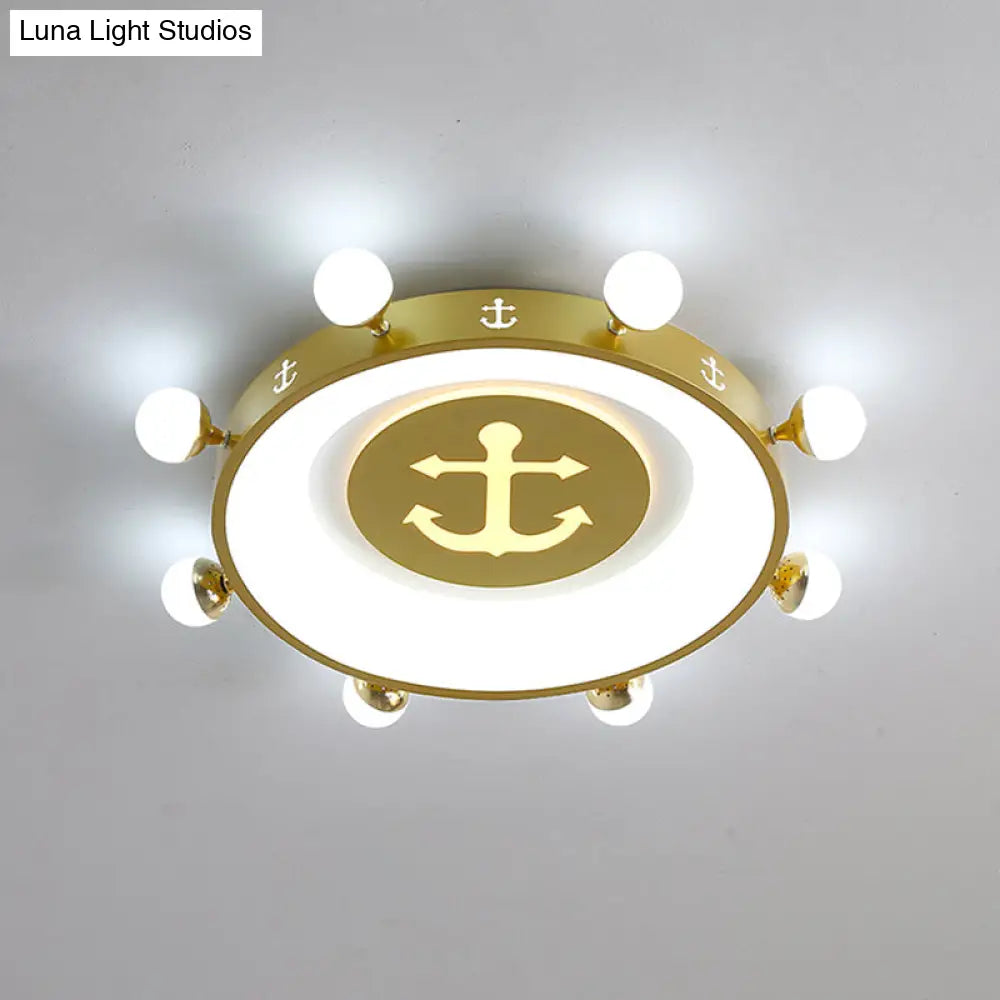 Modern Led Flush Mount Ceiling Light For Childrens Room - Circle Shape Gold / 22 White