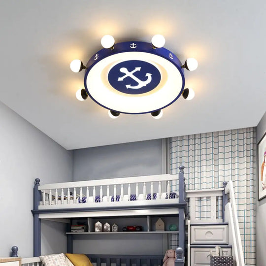 Modern Led Flush Mount Ceiling Light For Children’s Room - Circle Shape Blue / 22’ Warm