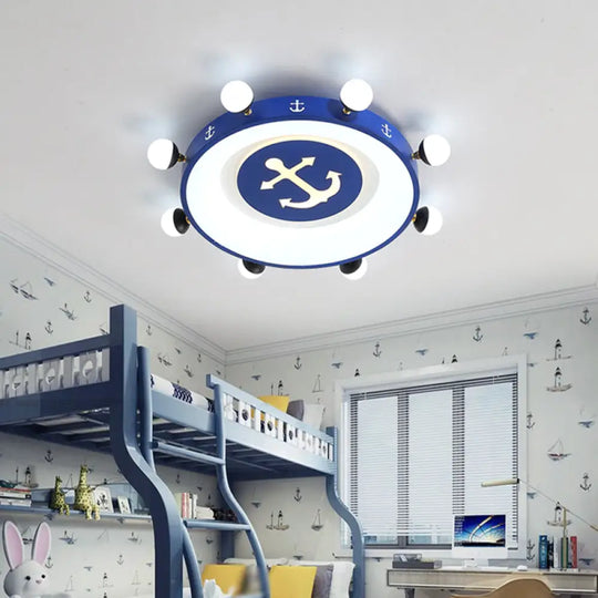 Modern Led Flush Mount Ceiling Light For Children’s Room - Circle Shape Blue / 22’ White