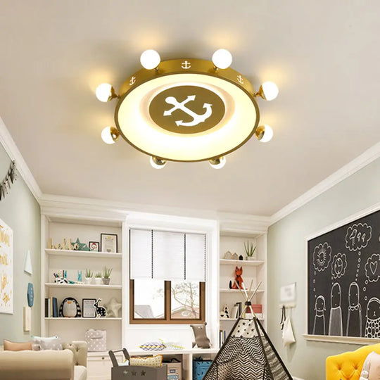 Modern Led Flush Mount Ceiling Light For Children’s Room - Circle Shape Gold / 22’ Warm