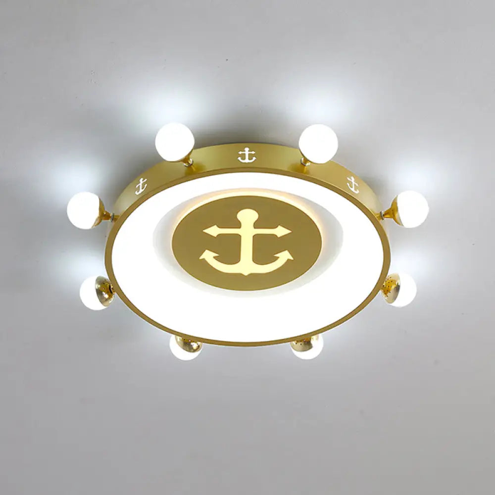 Modern Led Flush Mount Ceiling Light For Children’s Room - Circle Shape Gold / 22’ White