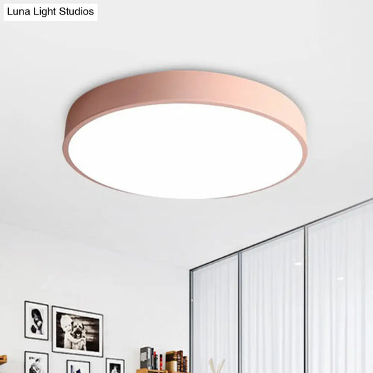 Modern Led Flush Mount Ceiling Light For Minimalist Bedrooms Pink / 12 White