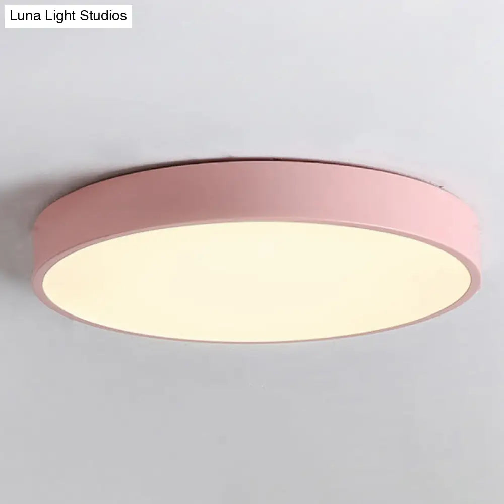 Modern Led Flush Mount Ceiling Light For Minimalist Bedrooms Pink / 12 Remote Control Stepless