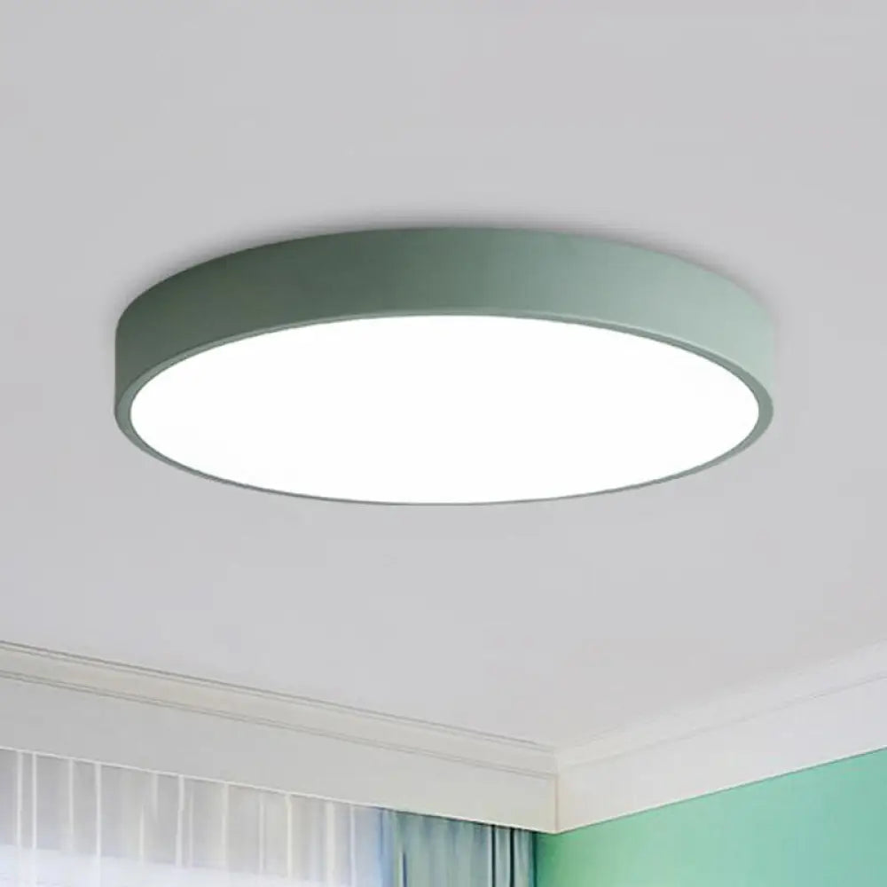 Modern Led Flush Mount Ceiling Light For Minimalist Bedrooms Green / 12’ White