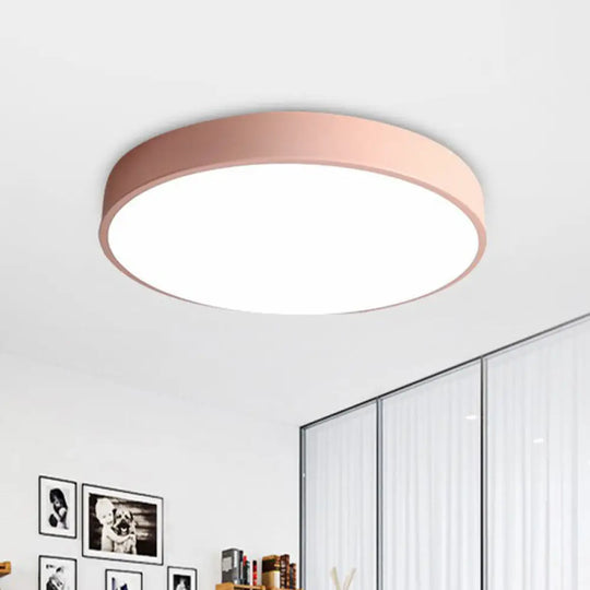 Modern Led Flush Mount Ceiling Light For Minimalist Bedrooms Pink / 12’ White