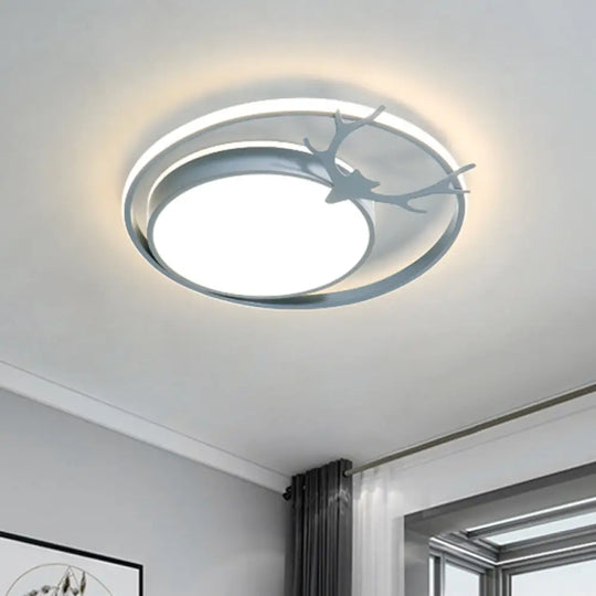 Modern Led Flush Mount Ceiling Light - Grey/Gold With Antler Design Grey