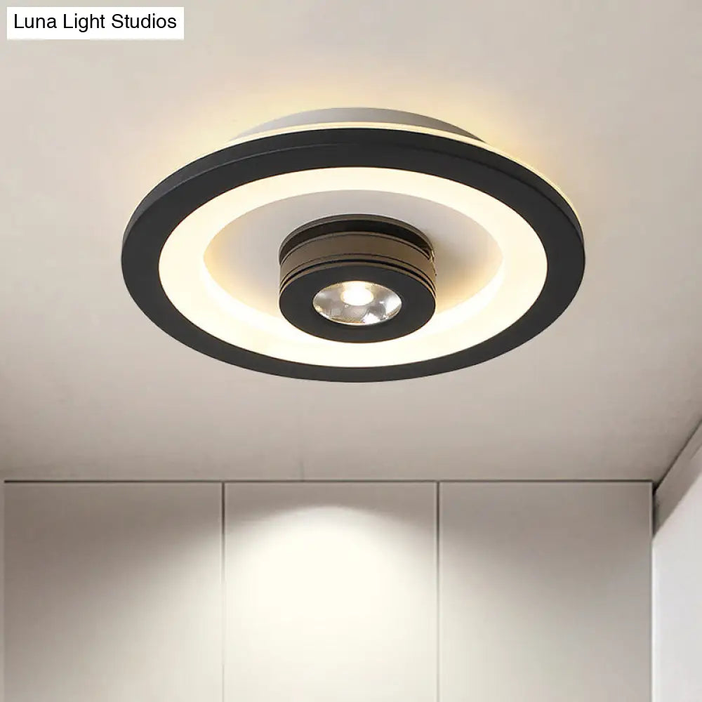 Modern Led Flush Mount Ceiling Light In Acrylic Square/Round Shape - Warm/White Black Or White