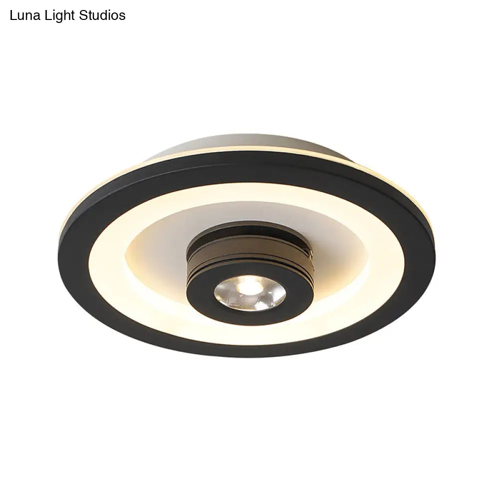 Modern Led Flush Mount Ceiling Light In Acrylic Square/Round Shape - Warm/White Black Or White