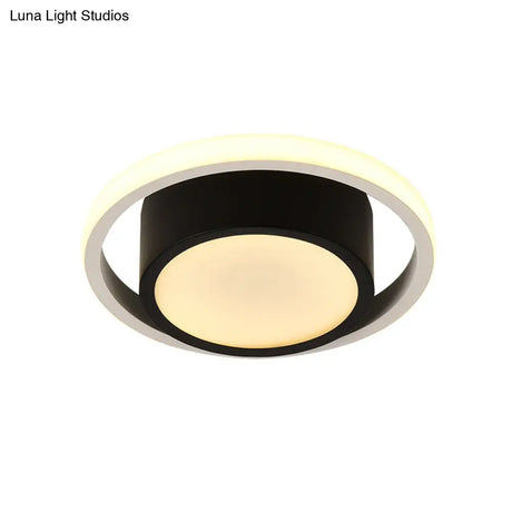 Modern Led Flush Mount Ceiling Light In Black And White With Warm Illumination For Living Room