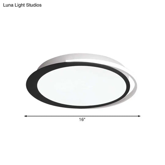 Modern Led Flush Mount Ceiling Light In Black And White With Warm/White/Natural Lighting Options -