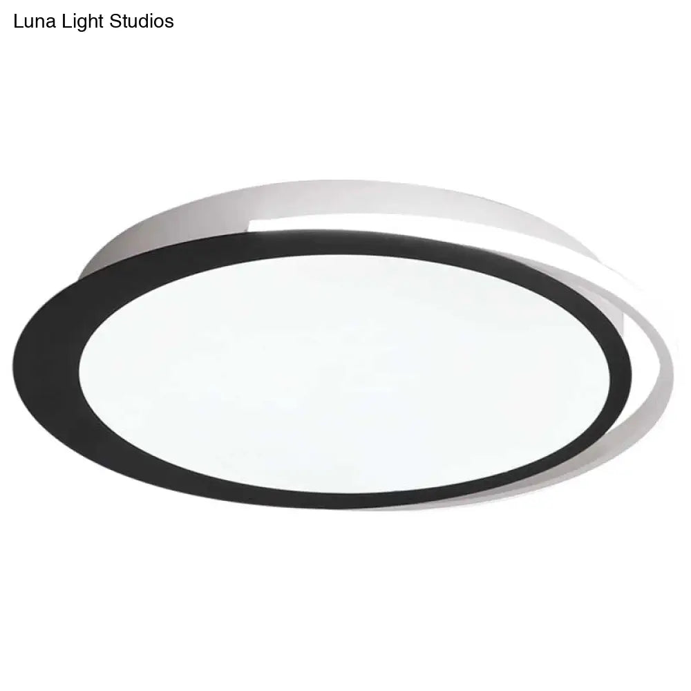 Modern Led Flush Mount Ceiling Light In Black And White With Warm/White/Natural Lighting Options -