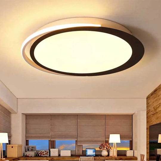 Modern Led Flush Mount Ceiling Light In Black And White With Warm/White/Natural Lighting Options -