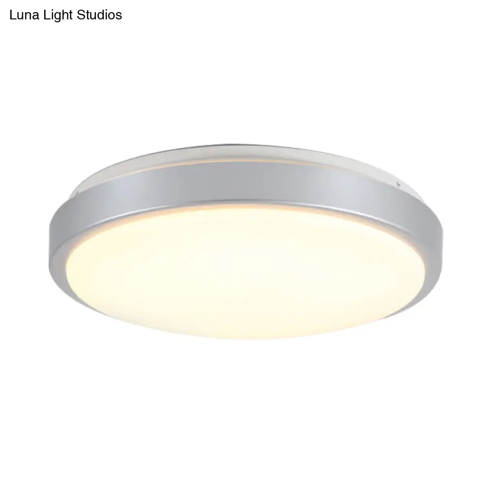 Modern Led Flush Mount Ceiling Light In Silver With Acrylic Shade Available 3 Sizes And Warm/White