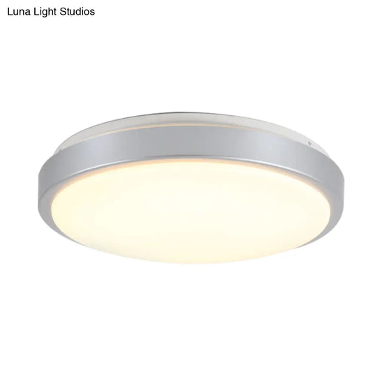 Modern Led Flush Mount Ceiling Light In Silver With Acrylic Shade Available 3 Sizes And Warm/White