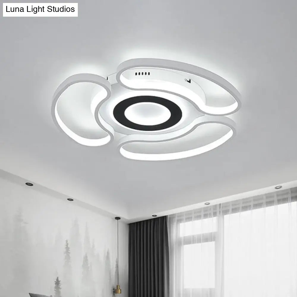 Modern Led Flush Mount Ceiling Light In White For Bedroom With Warm/White And Acrylic Arc - Loop