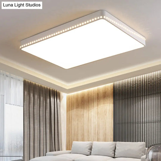 Modern Led Flush Mount Ceiling Light In White/Gold With Crystal Accents