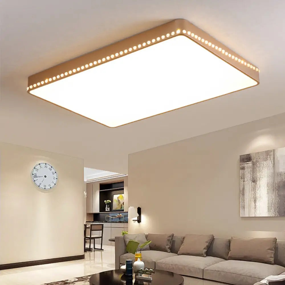 Modern Led Flush Mount Ceiling Light In White/Gold With Crystal Accents Gold / Warm