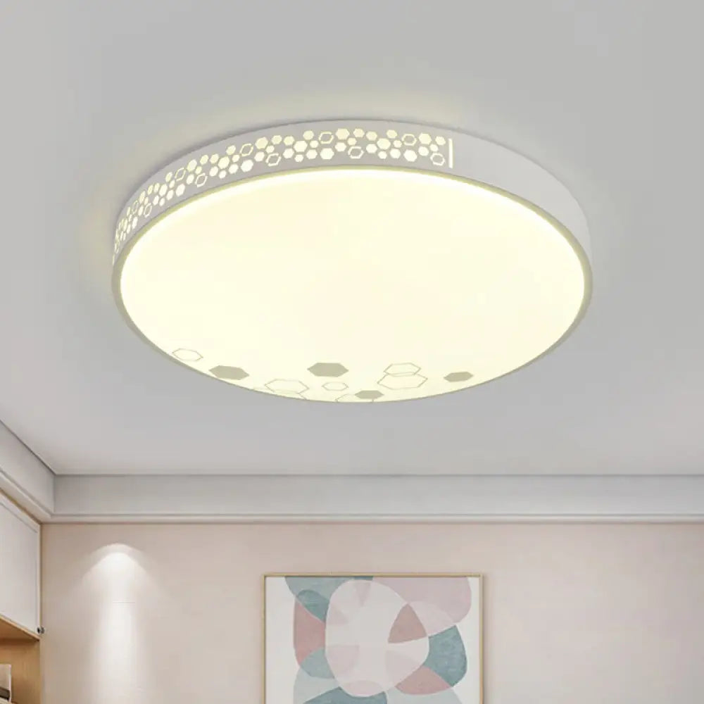 Modern Led Flush Mount Ceiling Light In White - Home Bedroom Lighting