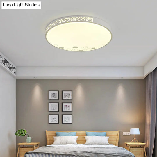 Modern Led Flush Mount Ceiling Light In White - Home Bedroom Lighting