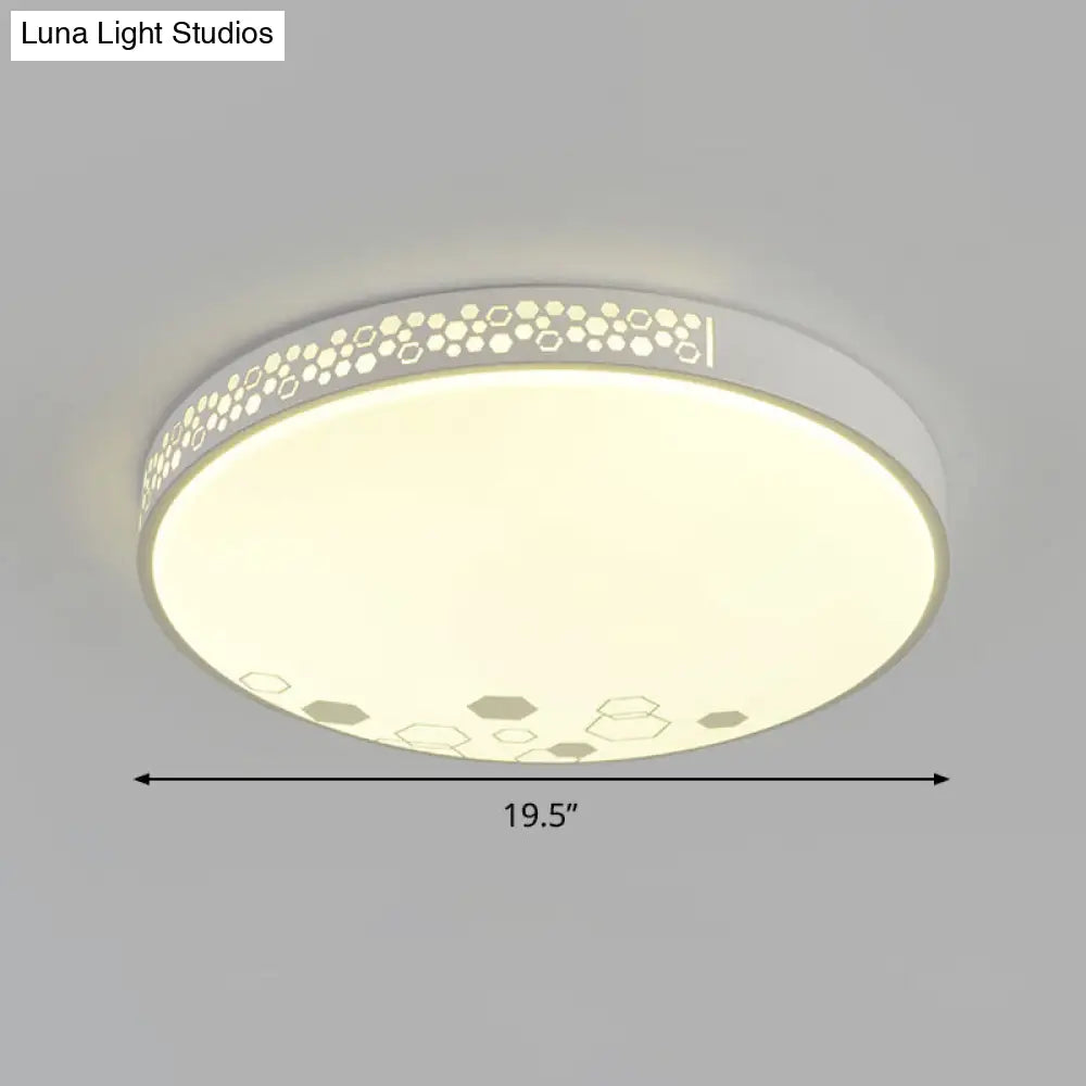 Modern Led Flush Mount Ceiling Light In White - Home Bedroom Lighting